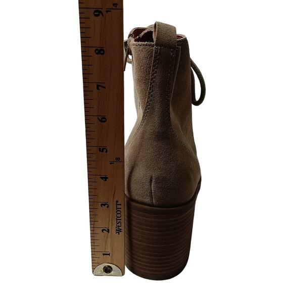 Lucky Brand Wadil Stone Taupe Suede Leather Lace up Combat Ankle Boots Booties - Picture 3 of 11